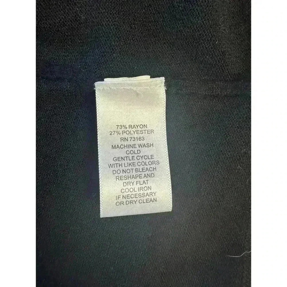 Pointelle Black Open Grandma Cardigan Sweater Buttonless Gathered at Back Size M - Picture 9 of 12